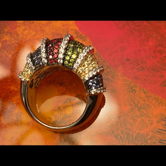 Suzy Levian Multi color Sterling Silver Ring Gorgeous! Perfect Holiday gift! - Picture 8 of 15